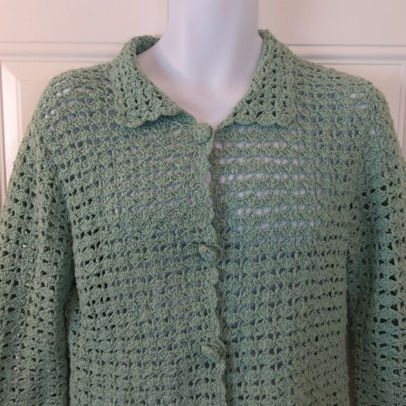 Mac & Jac long sleeve button front crochet sweater - Picture 2 of 9